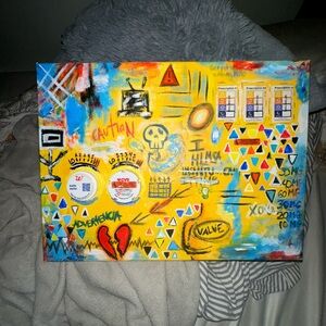 Abstract Yellow Mixed-Media Home Art Canvas